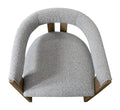 Gray and Brown Upholstered Boucle Open Back Dining Arm Chair