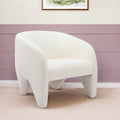 30" White Faux Shearling And Upholstered Arm Chair