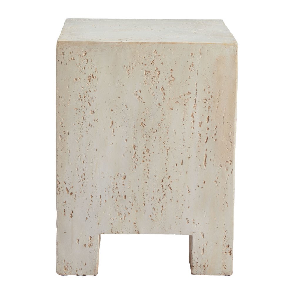 20" Beige Faux Stone Square End Table