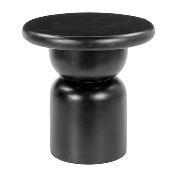 20" Black Solid Wood Round Pedestal End Table
