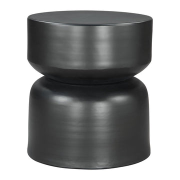 20" Black Iron Round Drum End Table