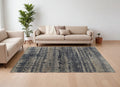 4' X 6' Blue Gray and Tan Wool Abstract Hand Knotted Area Rug