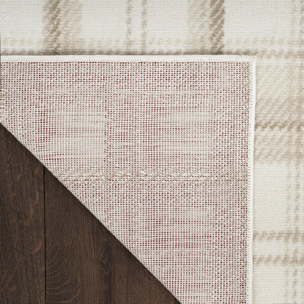 10' Ivory Plaid Power Loom Runner Rug