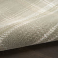 10' Olive Green and Ivory Plaid Runner Rug