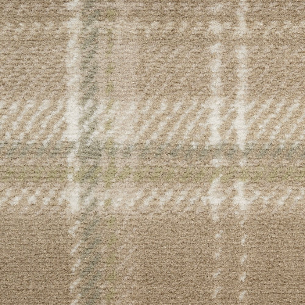 8' Taupe and Ivory Plaid Round Rug