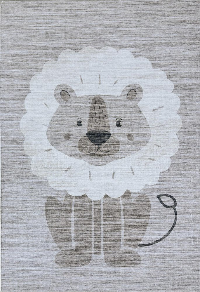 4' X 6' Beige and Gray Juvenile Animals Youthful Area Rug