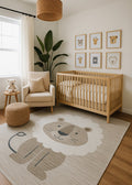 5' X 8' Beige and Gray Juvenile Animals Youthful Area Rug