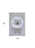 5' X 8' Beige and Gray Juvenile Animals Youthful Area Rug