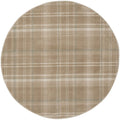 4' Ivory And Taupe Plaid Round Rug