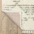 8' X 11' Ivory And Green Geometric Shag Area Rug With Fringe