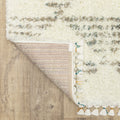 8' X 11' Ivory And Green Geometric Shag Area Rug With Fringe