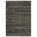 3' X 5' Black And Gray Tribal Area Rug With Fringe