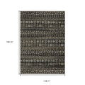 3' X 5' Black And Gray Tribal Area Rug With Fringe