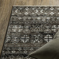 3' X 5' Black And Gray Tribal Area Rug With Fringe