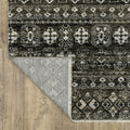 3' X 5' Black And Gray Tribal Area Rug With Fringe