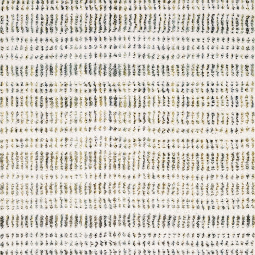 5' X 8' Ivory Gold And Gray Striped Area Rug