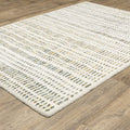 5' X 8' Ivory Gold And Gray Striped Area Rug