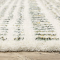 5' X 8' Ivory Gold And Gray Striped Area Rug