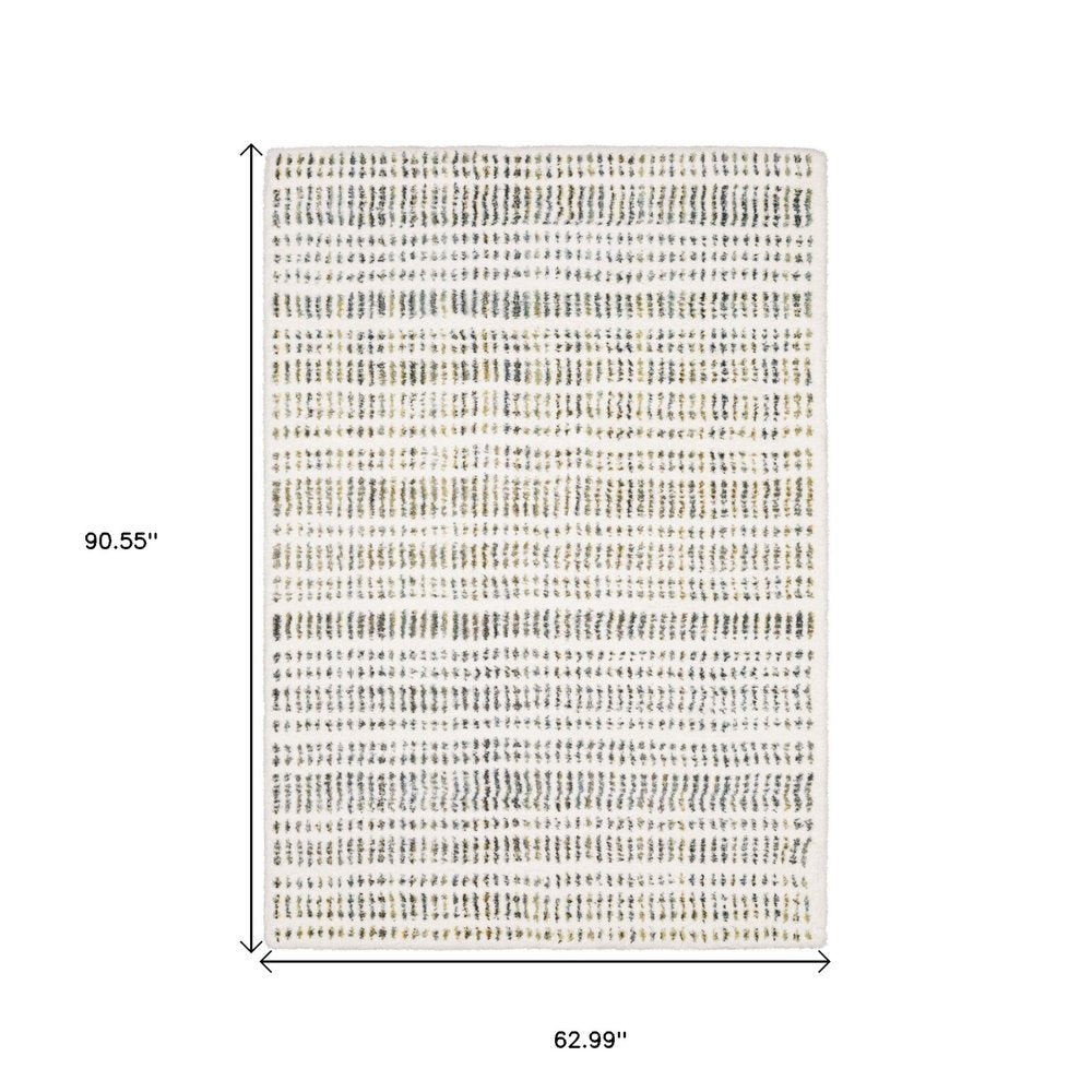 5' X 8' Ivory Gold And Gray Striped Area Rug
