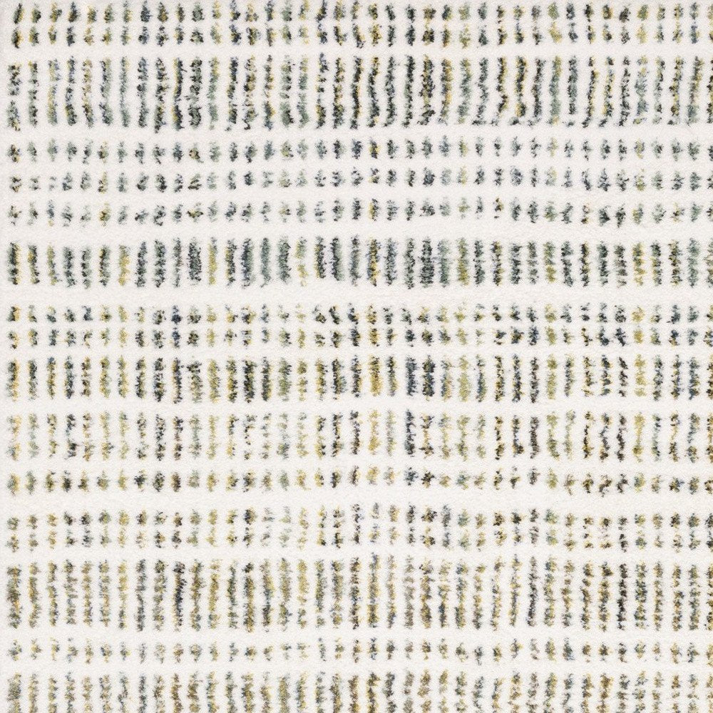 5' X 8' Ivory Gold And Gray Striped Area Rug