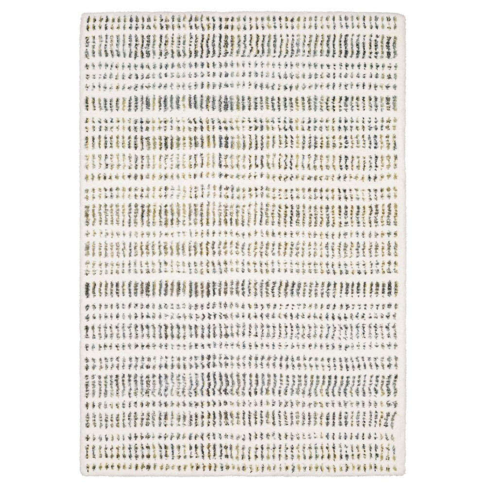 5' X 8' Ivory Gold And Gray Striped Area Rug