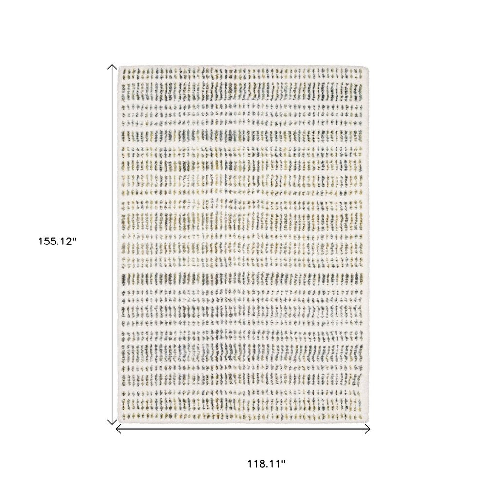 5' X 8' Ivory Gold And Gray Striped Area Rug