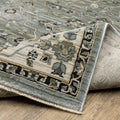10' X 13' Blue And Green Floral Area Rug With Fringe