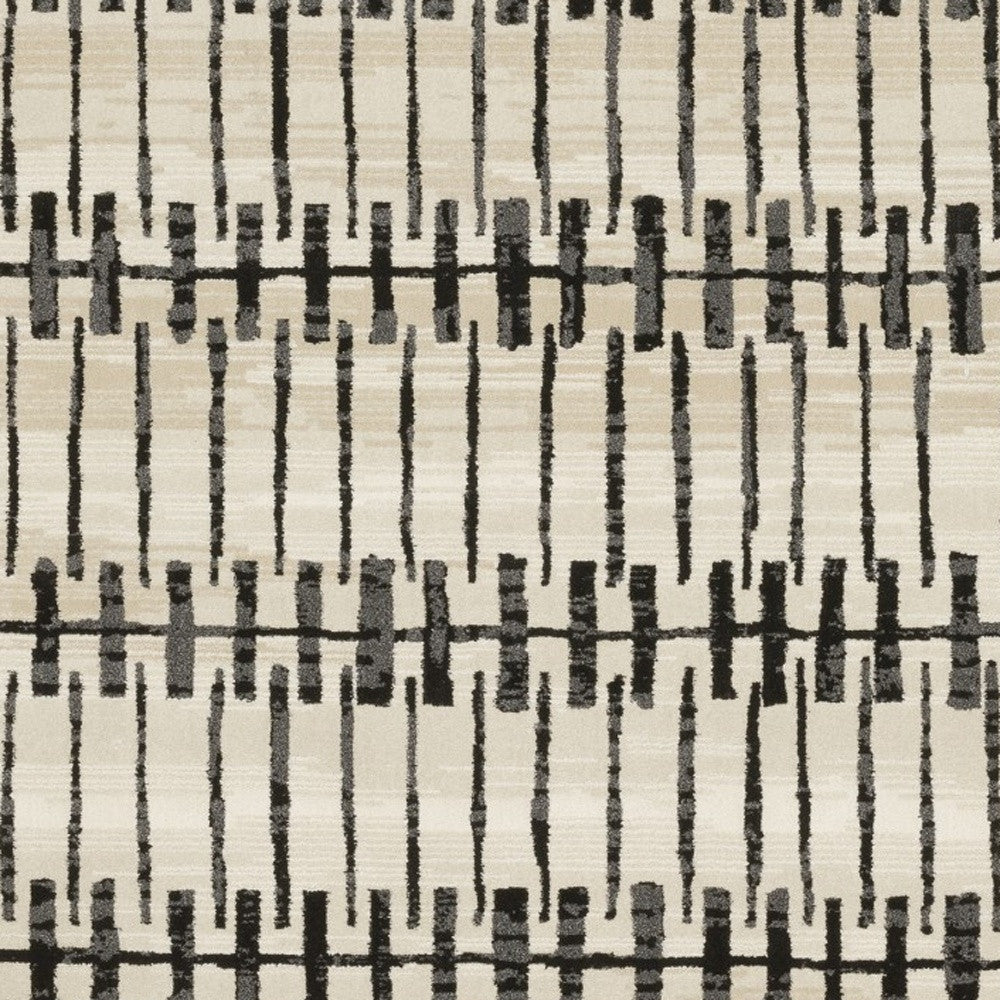 3' X 5' Beige And Black Geometric Area Rug