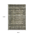 5' X 7' Charcoal And Blue Oriental Area Rug