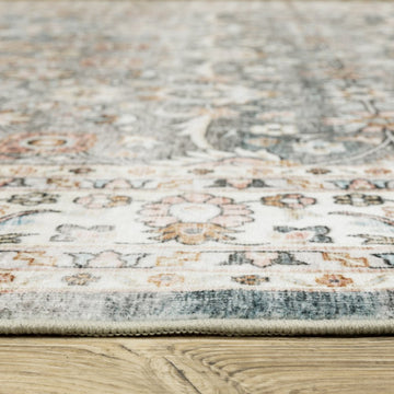 8' X 10' Gray And Ivory Oriental Area Rug