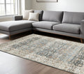 8' X 10' Gray And Ivory Oriental Area Rug