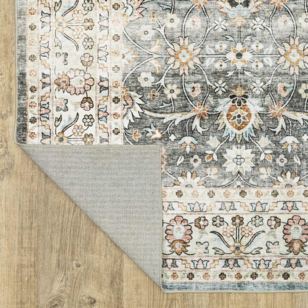 8' X 10' Gray And Ivory Oriental Area Rug