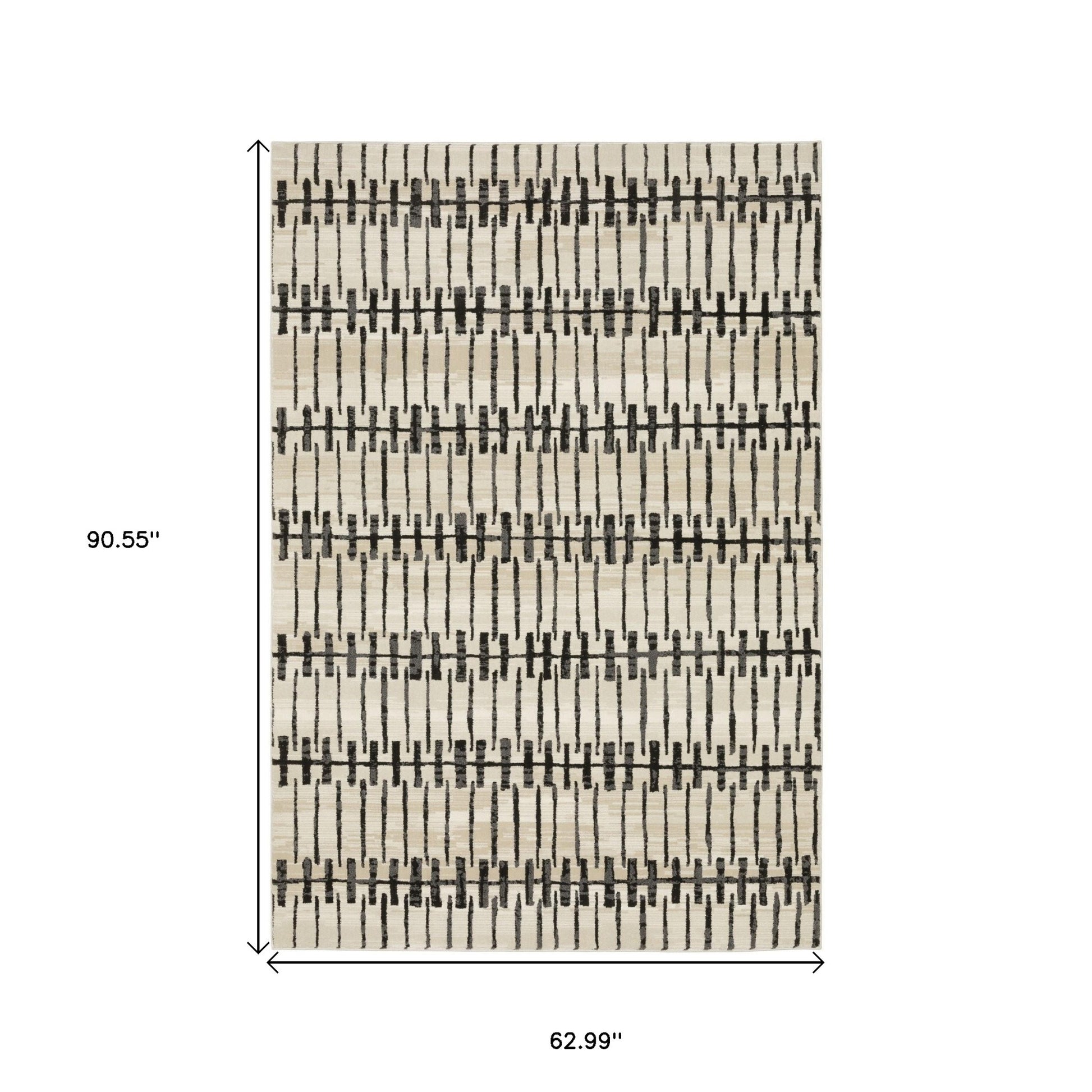 3' X 5' Beige And Black Geometric Area Rug