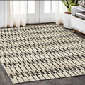 3' X 5' Beige And Black Geometric Area Rug