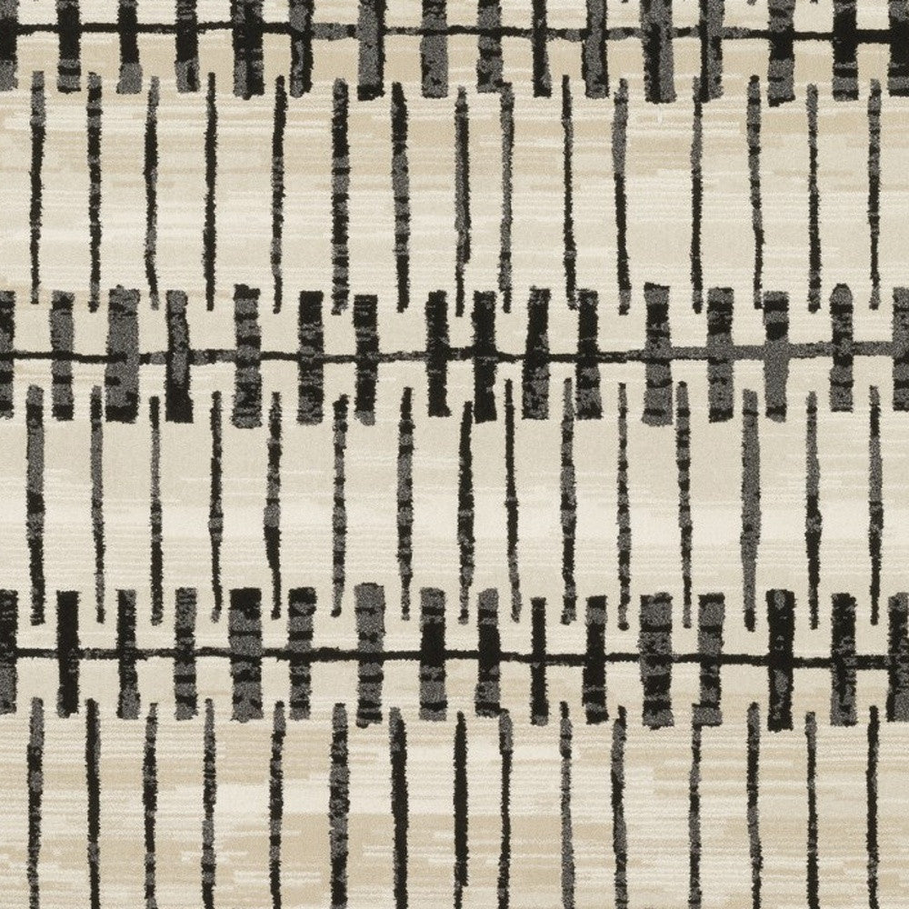 3' X 5' Beige And Black Geometric Area Rug