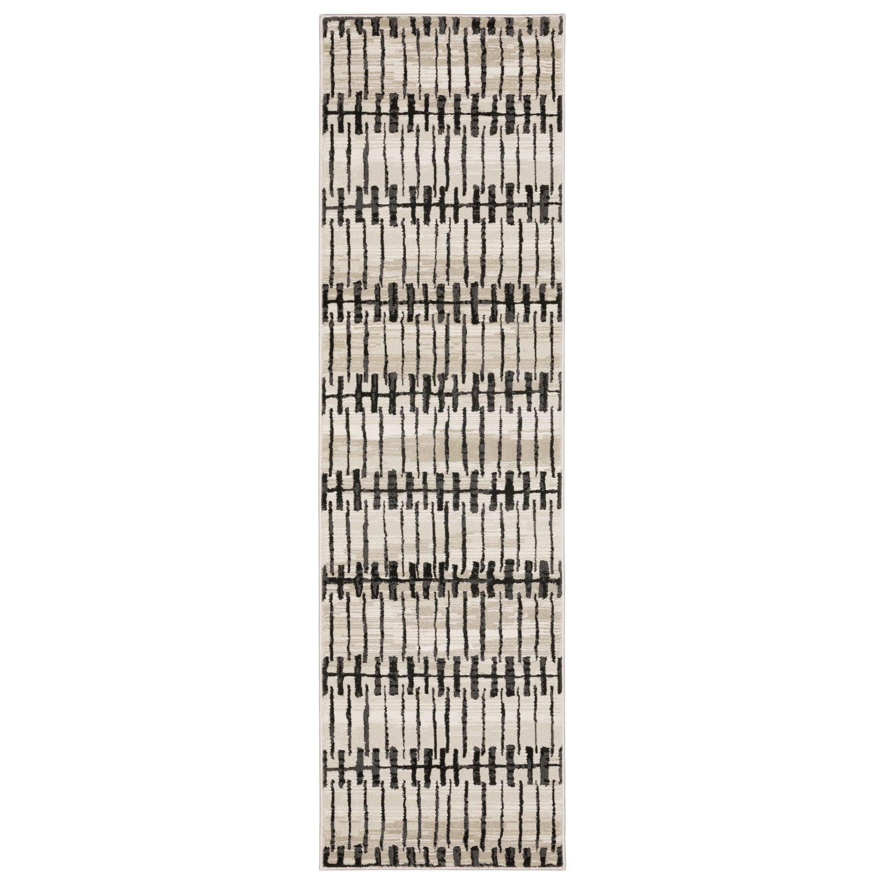 3' X 5' Beige And Black Geometric Area Rug