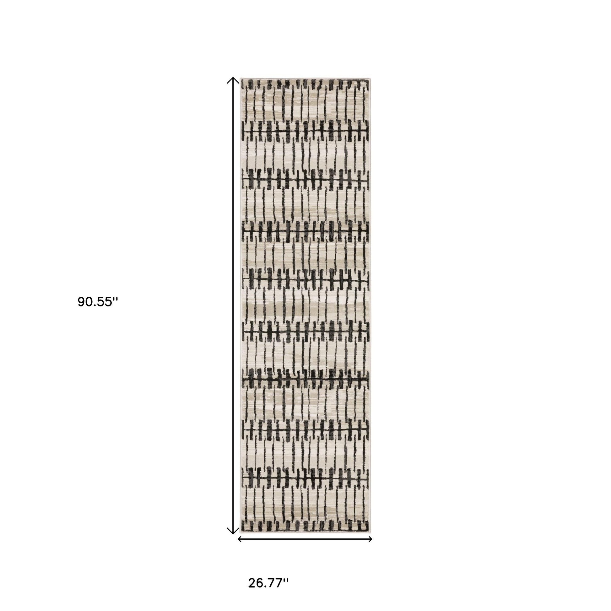 3' X 5' Beige And Black Geometric Area Rug
