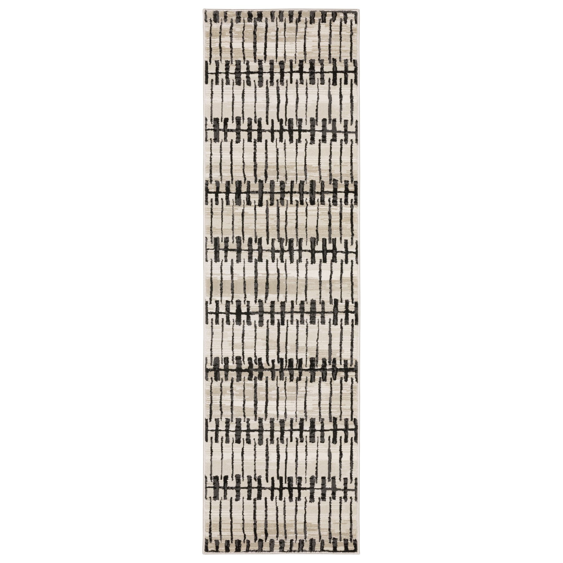 3' X 5' Beige And Black Geometric Area Rug