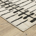 3' X 5' Beige And Black Geometric Area Rug