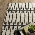 3' X 5' Beige And Black Geometric Area Rug