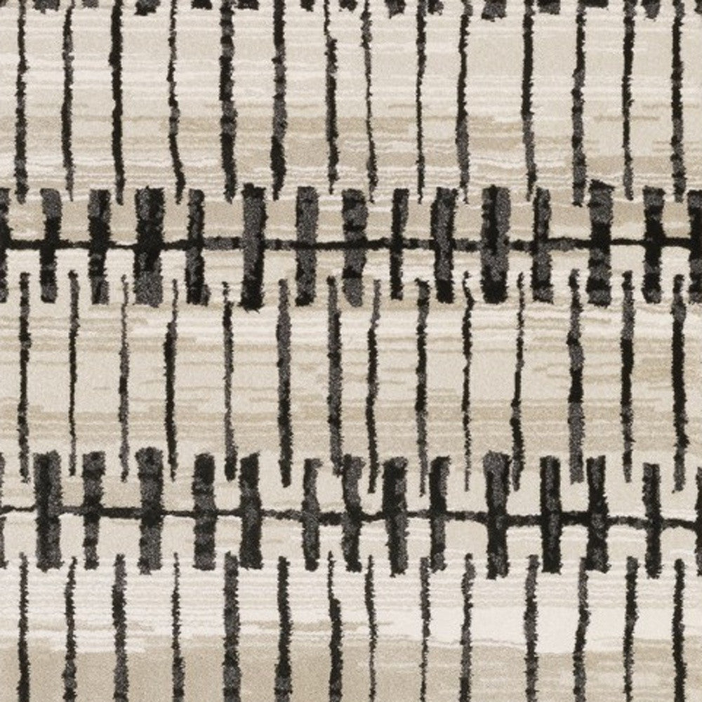 3' X 5' Beige And Black Geometric Area Rug