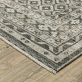 10' X 13' Gray And Beige Diamond Area Rug With Fringe