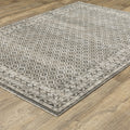 10' X 13' Gray And Beige Diamond Area Rug With Fringe