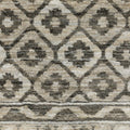 10' X 13' Gray And Beige Diamond Area Rug With Fringe