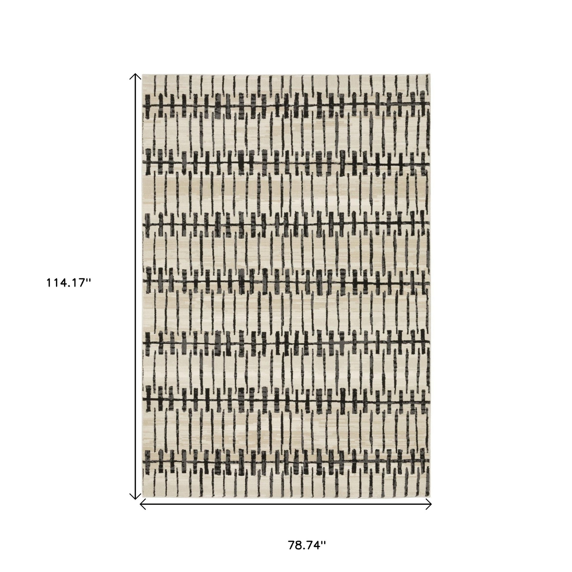 3' X 5' Beige And Black Geometric Area Rug