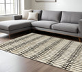 3' X 5' Beige And Black Geometric Area Rug