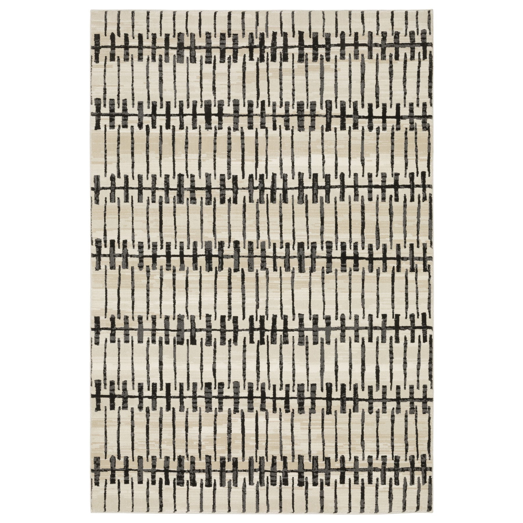 3' X 5' Beige And Black Geometric Area Rug