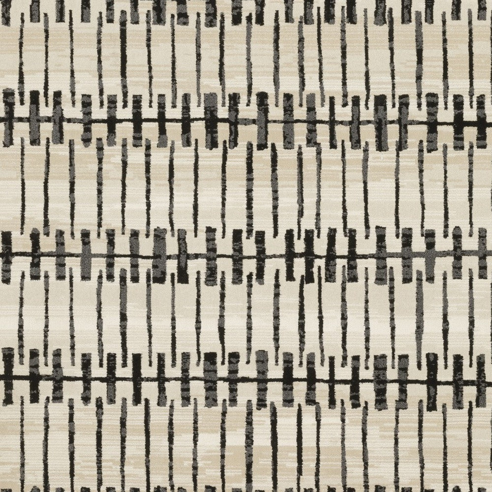 3' X 5' Beige And Black Geometric Area Rug