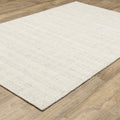 5' X 8' Ivory And Gray Striped Hand Tufted Area Rug
