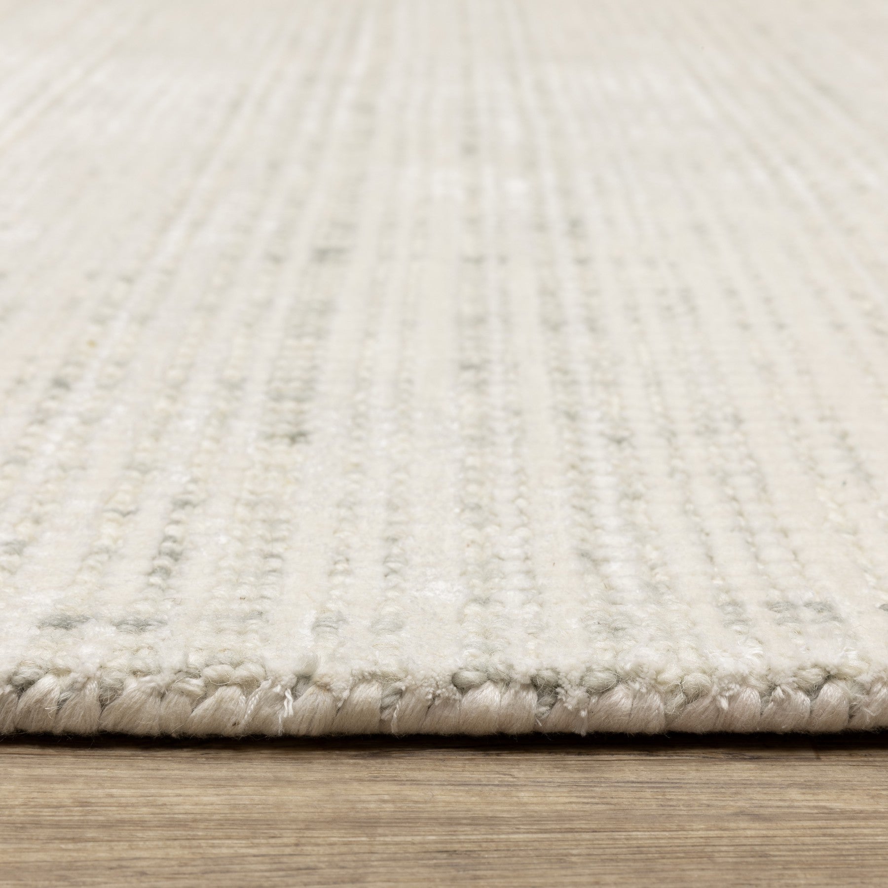 5' X 8' Ivory And Gray Striped Hand Tufted Area Rug